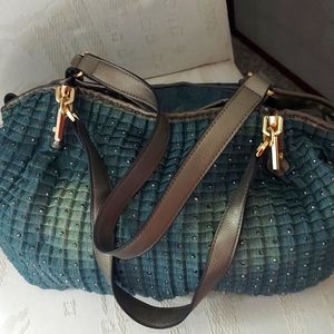 Denim Hobo embellished Studded sparkle Hobo Slouch Distressed bag